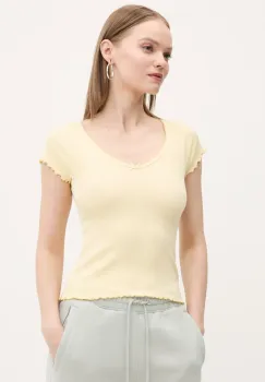 Tommy Jeans tricou femei, culoarea galben, DW0DW21349 imagine
