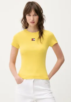 Tommy Jeans tricou femei, culoarea galben imagine