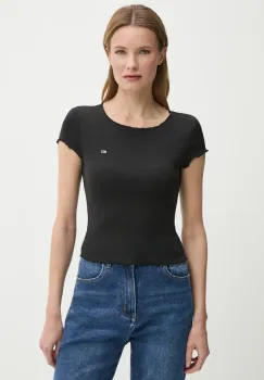 Tommy Jeans tricou femei, culoarea negru, DW0DW20623 imagine