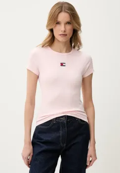 Tommy Jeans tricou femei, culoarea roz imagine