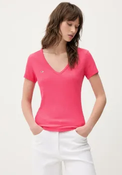 Tommy Jeans tricou femei, culoarea roz, DW0DW17385 imagine