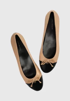 Tory Burch balerini de piele CAP-TOE BALLET culoarea bej, 154513-200 imagine