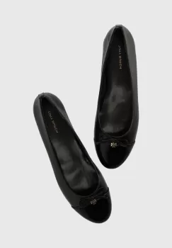 Tory Burch balerini de piele CAP-TOE BALLET culoarea negru, 154511-004 imagine