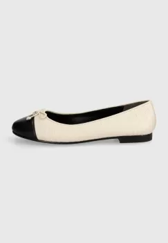 Tory Burch balerini de piele Cap-Toe Quilted Ballet culoarea bej, 156249.100 imagine