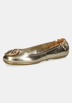 Tory Burch balerini de piele Minnie Travel Ballet culoarea auriu, 162598-723 imagine