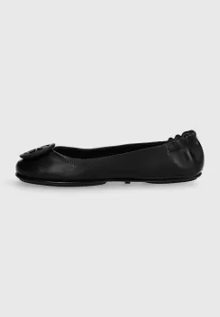 Tory Burch balerini de piele Minnie Travel Ballet culoarea negru, 49350.006.N imagine