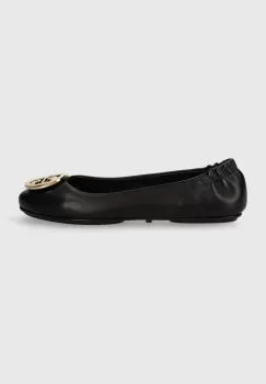 Tory Burch balerini de piele MINNIE TRAVEL BALLET culoarea negru, 50393-013 imagine