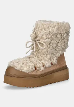 Tory Burch cizme de iarna Mellow Shearling Lace Up Boot culoarea bej, 170577.200 imagine