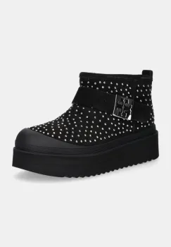 Tory Burch cizme de zapada din piele intoarsa Mellow Shearling Stud Platform Boot culoarea negru, 165420-006 imagine