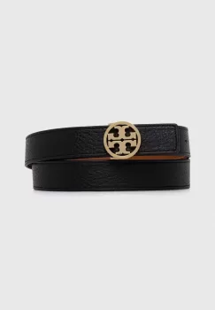 Tory Burch curea de piele cu doua fete femei, culoarea negru imagine
