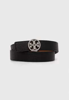 Tory Burch curea de piele cu doua fete femei, culoarea negru imagine