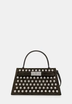 Tory Burch geanta de mana din piele intoarsa Lee Radziwill culoarea verde, 175017-301 imagine