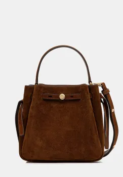 Tory Burch geanta de mana din piele intoarsa Romy Suede culoarea maro, 174221-200 imagine