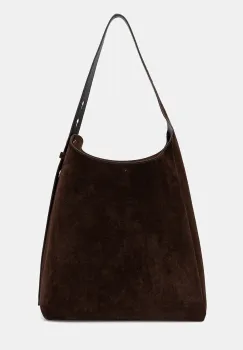 Tory Burch geanta de mana din piele intoarsa Romy Suede Hobo Bag culoarea maro, 175320.201 imagine