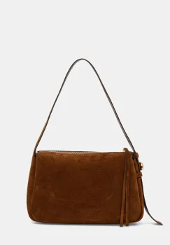 Tory Burch geanta de mana din piele intoarsa Romy Suede Shoulder culoarea maro, 177365.200 imagine