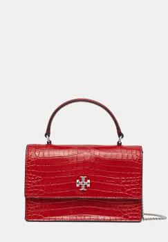Tory Burch geanta de piele Kira Croc Mini Top culoarea rosu, 174400.600 imagine