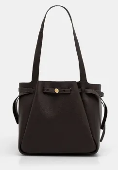 Tory Burch geanta de piele Romy Pebbled Tote culoarea maro, 163388-200 imagine