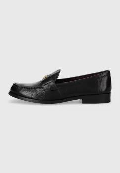 Tory Burch mocasini de piele CLASSIC LOAFER femei, culoarea negru, cu toc plat, 150907-006 imagine