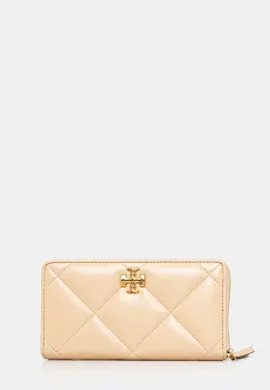 Tory Burch portofel de piele Kira Diamond Quilt culoarea bej, 154989-700 imagine