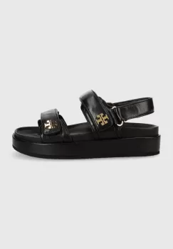 Tory Burch sandale de piele Kira Sport femei, culoarea negru, 144328-001 imagine