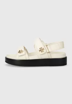 Tory Burch sandale de piele Kira Sport Sandal femei, culoarea bej, cu platforma, 144328.104 imagine