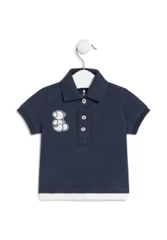 Tous tricouri polo din bumbac pentru copii culoarea verde, neted imagine