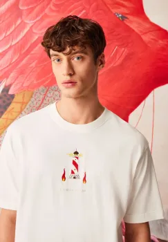 tricou din bumbac culoarea bej, cu imprimeu imagine