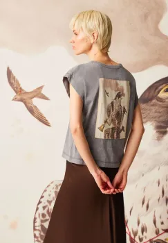 tricou din bumbac culoarea gri imagine