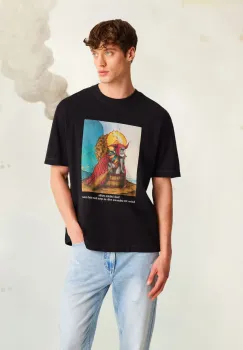 tricou din bumbac culoarea negru, cu imprimeu imagine