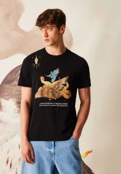 tricou din bumbac culoarea negru, cu imprimeu imagine