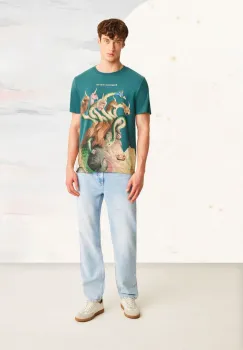 tricou din bumbac culoarea verde, cu imprimeu imagine