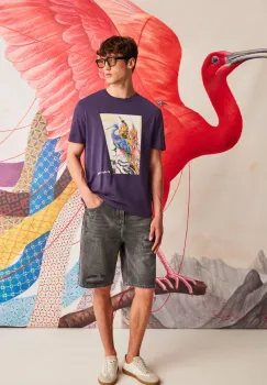 tricou din bumbac culoarea violet, cu imprimeu imagine
