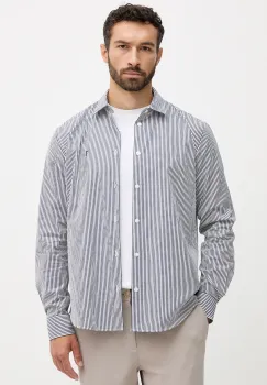 Trussardi camasa din bumbac culoarea bleumarin, cu guler clasic, relaxed, 5007N000009N imagine