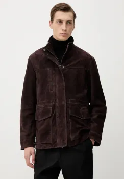 Trussardi geaca din piele intoarsa culoarea maro, de tranzitie, R303M000006N imagine