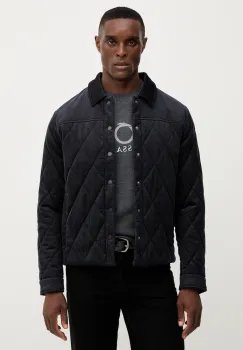 Trussardi geaca din velur culoarea albastru marin, de tranzitie, 8030M000013N imagine