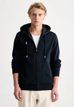 Trussardi  hanorac cu fermoar si gluga pentru barbati din bumbac imagine