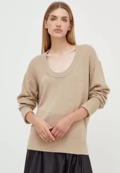 Trussardi pulover din amestec de lana femei, culoarea bej, light imagine