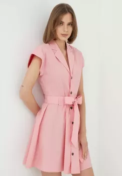 Trussardi rochie din bumbac culoarea roz, mini, evazati imagine