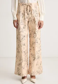 Twinset  pantaloni wide leg pentru femei din bumbac cu elastan imagine