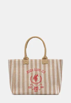 U.S. Polo Assn. geanta de bumbac Pool culoarea bej, BEU2P8693WCO imagine