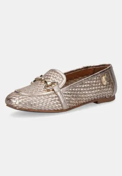 U.S. Polo Assn. mocasini de piele CHERY001W/5L3 femei, culoarea auriu, cu toc plat, CHERY imagine