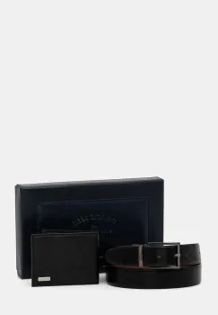 U.S. Polo Assn. portofel si curea din piele Lawrence culoarea maro, WIU6L2681MHA imagine