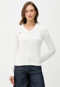 U.S. Polo Assn. pulover de bumbac V-NECK CABLE imagine