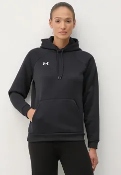 Under Armour bluza Armour Fleece femei, culoarea negru, cu gluga, neted, 1386507 imagine