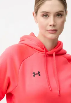 Under Armour bluza Armour Fleece Pro femei, culoarea rosu, cu gluga, neted, 1386504 imagine
