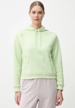 Under Armour bluza Armour Fleece Pro femei, culoarea verde, cu gluga, neted, 1386504 imagine