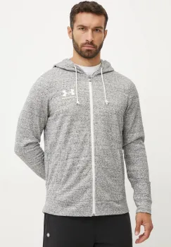 Under Armour bluza barbati, culoarea alb, cu gluga, neted imagine