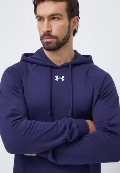 Under Armour bluza barbati, culoarea albastru marin, cu gluga, neted imagine