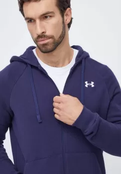 Under Armour bluza barbati, culoarea albastru marin, cu gluga, neted imagine