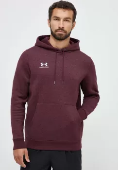Under Armour bluza barbati, culoarea bordo, cu gluga, cu imprimeu imagine